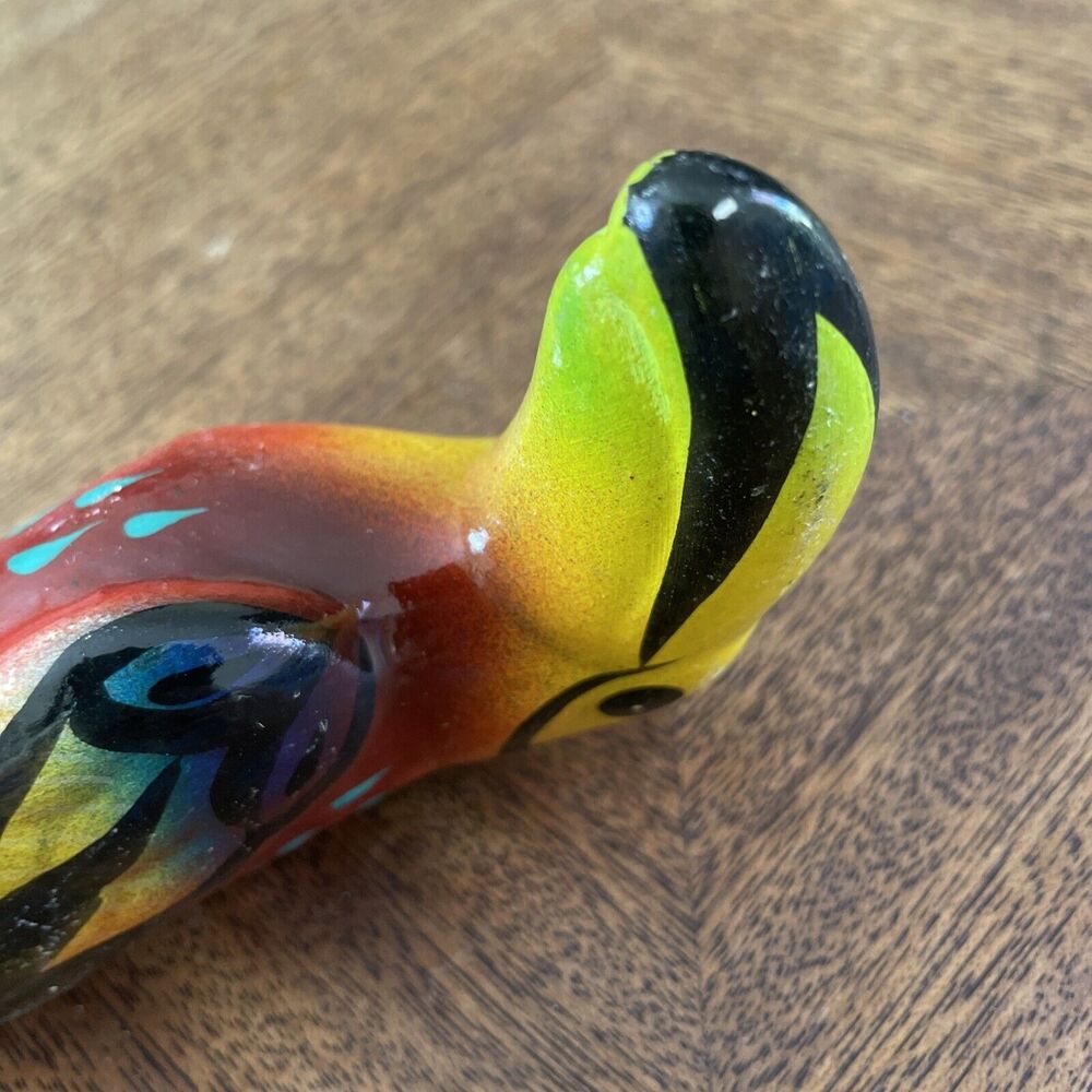 Vtg Hand Painted Folk Art Ceramic Bird Toucan 5” Colorful Mexican READ No Hanger - Picture 7 of 11